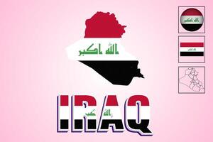 Iraqi flag and map created in vector