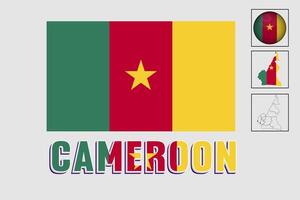 Cameroon map and flag vector, Cameroon map, vector