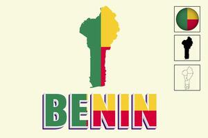 Benin map and Benin flag vector drawing