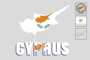 Cyprus map and flag in vector design