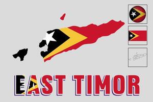 Flag and map of East Timor in vector illustration