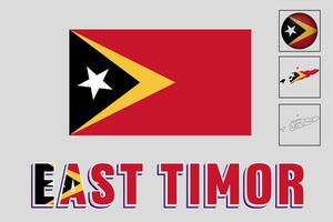 Flag and map of East Timor in vector illustration