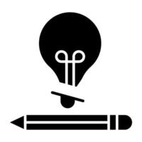 Light bulb with pencil denoting concept of creative writing vector