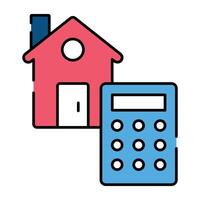 House building with calculator, icon of home calculation vector