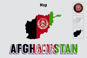 Afganistán mapa en Afganistán bandera dibujo vector