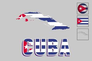Cuba flag and map in vector illustration
