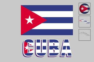 Cuba flag and map in vector illustration