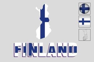 Finland's flag and map in a vector graphic