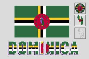 Vector illustration of the flag and map of Dominica