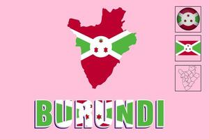 Map of Burundi and vector illustration of Burundi flag