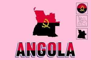 Angola map and Angola flag vector drawing