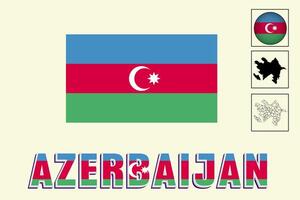 Azerbaijan map and Azerbaijan flag vector drawing