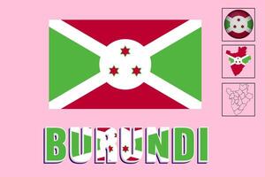 mapa de Burundi y vector ilustración de Burundi bandera