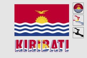 Kiribati map and flag in vector illustration