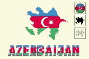 Azerbaijan map and Azerbaijan flag vector drawing