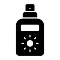 Sun on bottle denoting concept of sunblock vector