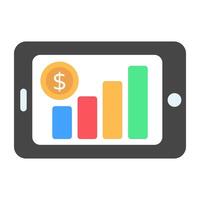 Bar chart inside smartphone, flat design of mobile statistics vector