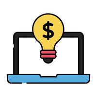 Dollar inside light bulb, vector design of business idea