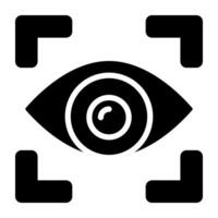 A glyph design icon of iris recognition vector