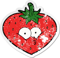 nödställda klistermärke av en tecknad jordgubbe png