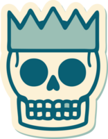 sticker of tattoo in traditional style of a skull and crown png