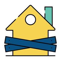 Residential property icon, flat design of ban house vector