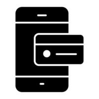 Mobile card payment icon, concept of secure banking vector