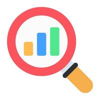 Bar chart under magnifying glass showcasing data analysis icon vector