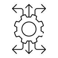 Gear with arrows, linear design of network set vector