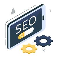 A colored design icon of mobile seo vector