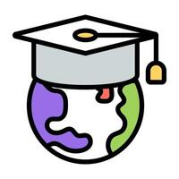 A colored design icon of global education vector