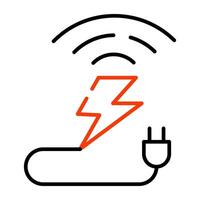 Smart plug icon in outline design vector