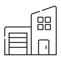 A linear design icon of commercial building, architecture vector
