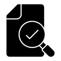 Folded paper under magnifying glass, icon of search paper vector