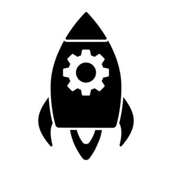Conceptual solid design icon of launch vector