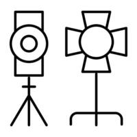 A linear design icon of floodlights, studio lights vector