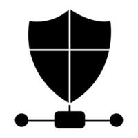 A solid icon of safety shield vector