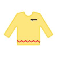 A flat design icon of shirt, fashionable attire vector