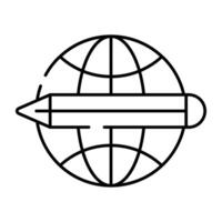 A linear design icon of global writing vector