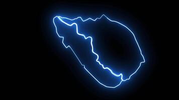 Karte von Khamis Muschait im Saudi Arabien mit glühend Neon- bewirken video