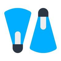 A flat design icon of swimming fins, diving accessory vector