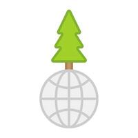 Tree with globe, flat design of world eco day vector