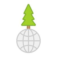 Tree with globe, flat design of world eco day vector