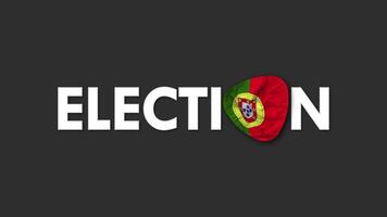 le Portugal drapeau avec élection texte sans couture boucle Contexte introduction, 3d le rendu video