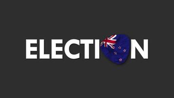 New Zealand Flag with Election Text Seamless Looping Background Intro, 3D Rendering video