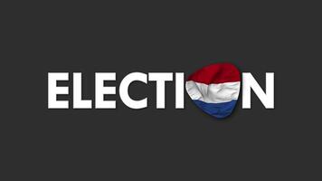 Pays-Bas drapeau avec élection texte sans couture boucle Contexte introduction, 3d le rendu video