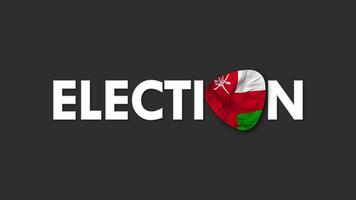 Omã bandeira com eleição texto desatado looping fundo introdução, 3d Renderização video