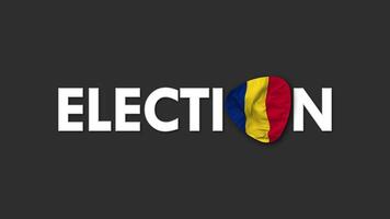 Roumanie drapeau avec élection texte sans couture boucle Contexte introduction, 3d le rendu video