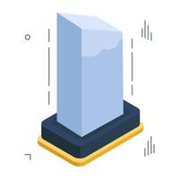 An isometric design icon of glass trophy vector