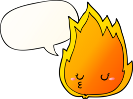 cute cartoon fire with speech bubble in smooth gradient style png